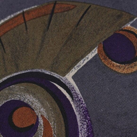 Enrico Coveri Abstract Print Blue Gray Purple Short Silk Tie - Picture 2 of 5